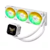 All-in-one skysčio aušintuvas ASUS TUF Gaming LC III 360 ARGB LCD White Edition – 360 mm radiatorius, 3×120 mm PWM ventiliatoriai, LCD ekranas, balta