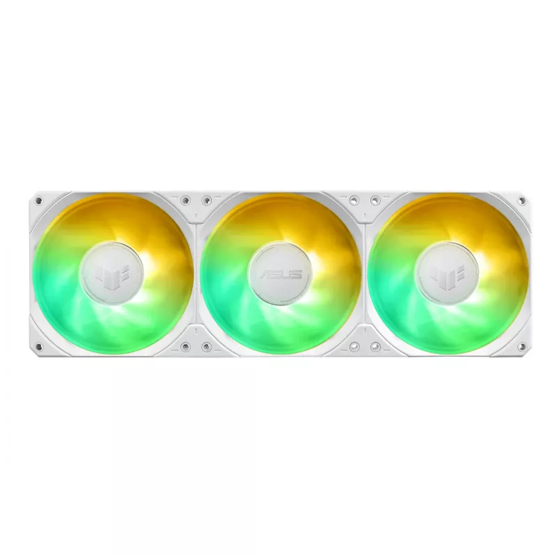 All-in-one skysčio aušintuvas ASUS TUF Gaming LC III 360 ARGB LCD White Edition – 360 mm radiatorius, 3×120 mm PWM ventiliatoriai, LCD ekranas, balta