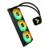 Vandens aušintuvas ASUS TUF GAMING LC III 360 ARGB — 120 mm ventiliatoriai, palaiko AM4/LGA1200/LGA1700/AM5, Juoda