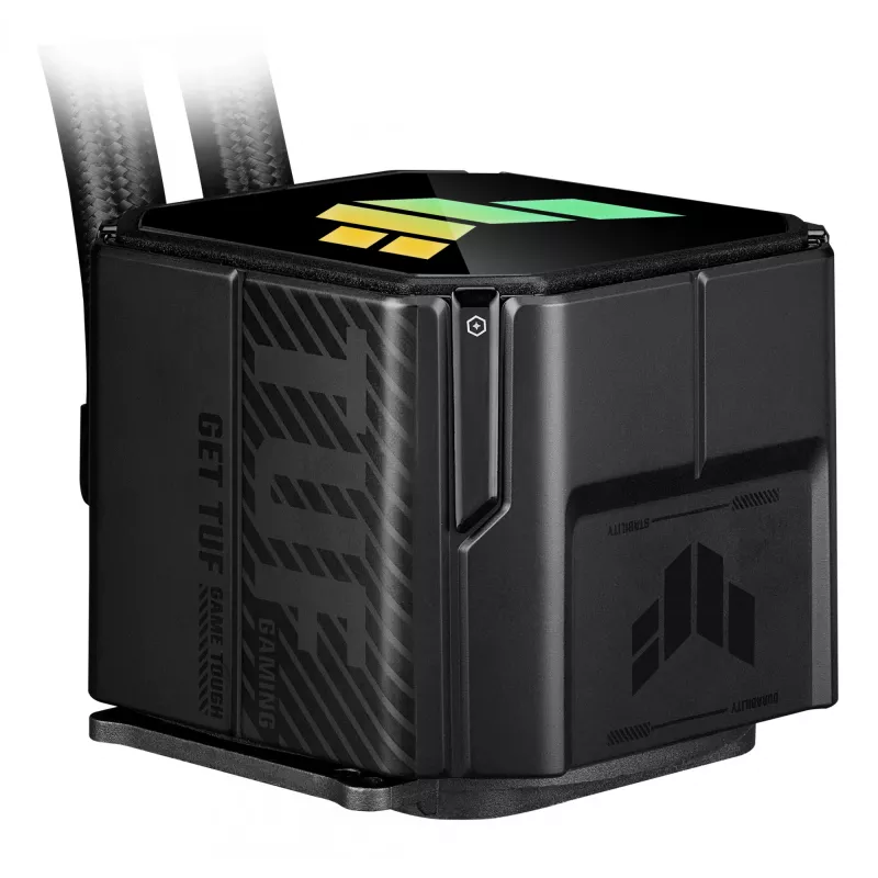Vandens aušintuvas ASUS TUF GAMING LC III 360 ARGB — 120 mm ventiliatoriai, palaiko AM4/LGA1200/LGA1700/AM5, Juoda
