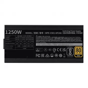 COOLER MASTER MWE Gold 1250 V2 maitinimo blokas, pilnai modulinis, 1250 W, ATX, juodas