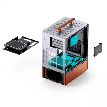 PC korpusas Jonsbo T7 Midi Tower mATX grūdintas stiklas sidabrinis