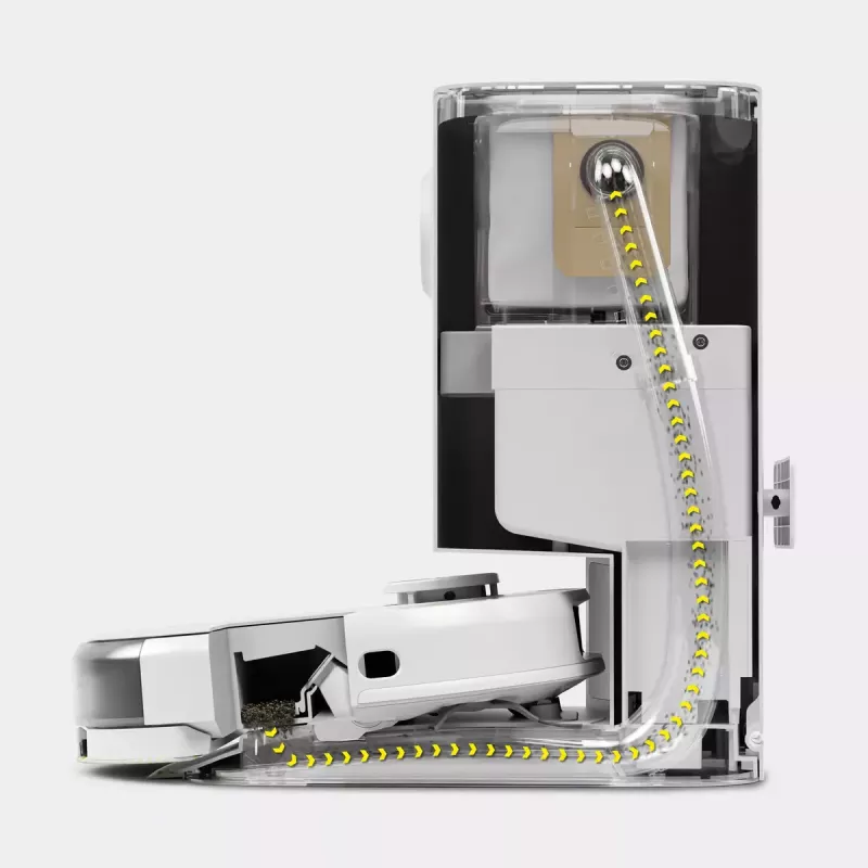 Įkrovimo bazė siurbimo stotelė Kärcher RCV 5, balta, 4 L dulkių maišo talpa, 420×290×460 mm