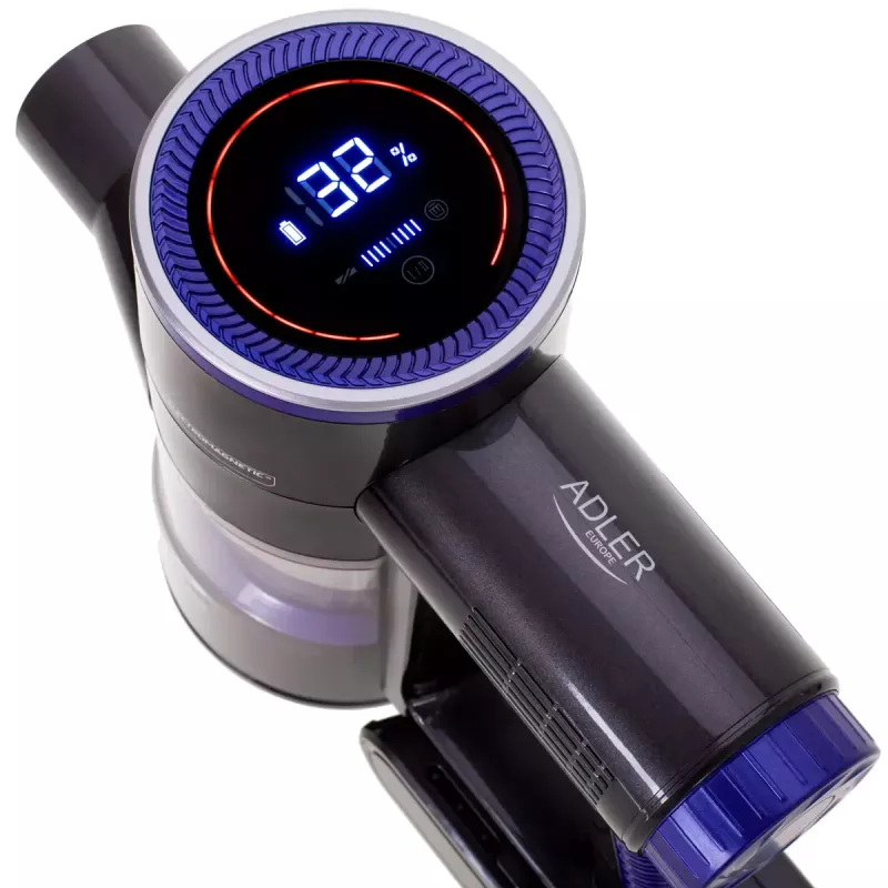 Belaidis dulkių siurblys Adler AD 7061 Allergy-friendly PRO – 22,2 V baterija, 30 min veikimo laikas, 0,8 L talpa, EPA12/HEPA13 filtrai, 350 W, juodas