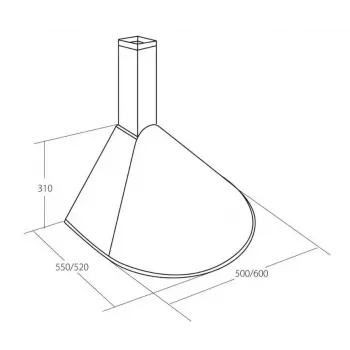 Sieninis gartraukis AKPO WK-5 Rondo Turbo 60 — 600 mm, 100 W variklis, 207 m³/h, aliumininis riebalų filtras, nerūdijančio plieno korpusas