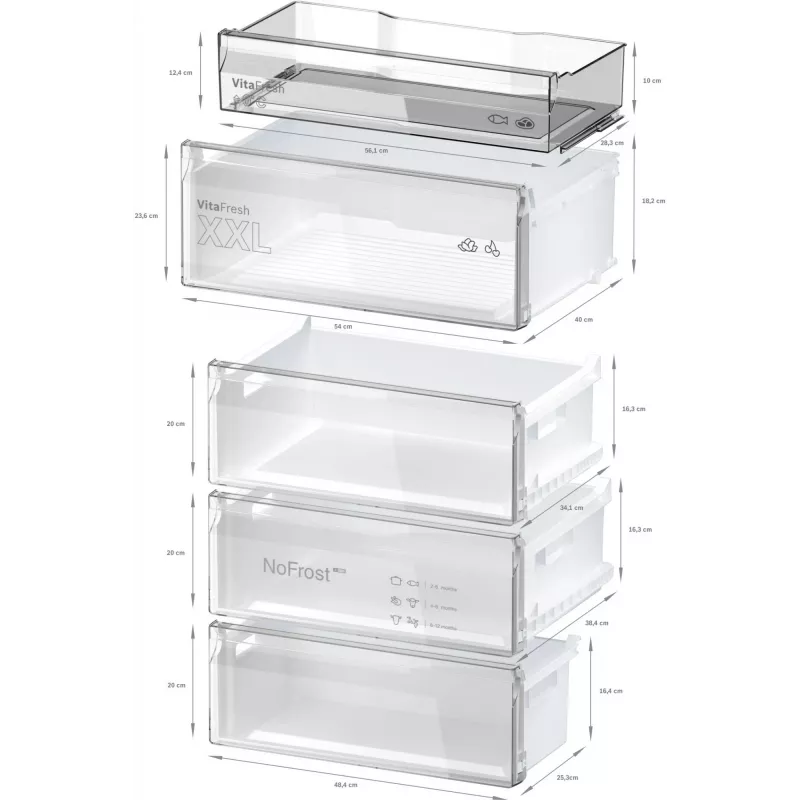 Laisvai pastatomas šaldytuvas-šaldiklis Bosch Serie 4 KGN497LDF — 440 l, NoFrost, nerūdijantis plienas