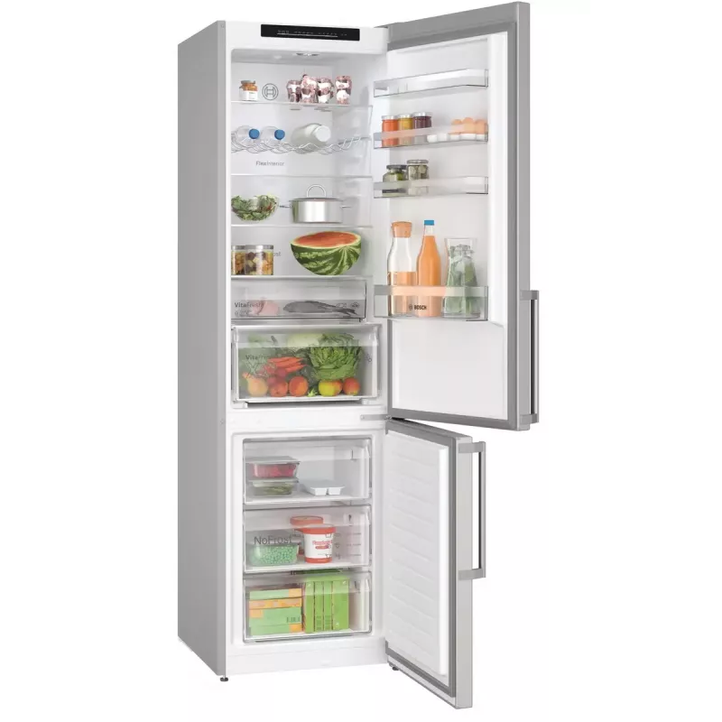 Laisvai pastatomas šaldytuvas Bosch Serie 4 KGN39VIBT, 363 L (šaldytuvas 260 L / šaldiklis 103 L), nerūdijantis plienas, NoFrost, 203 cm