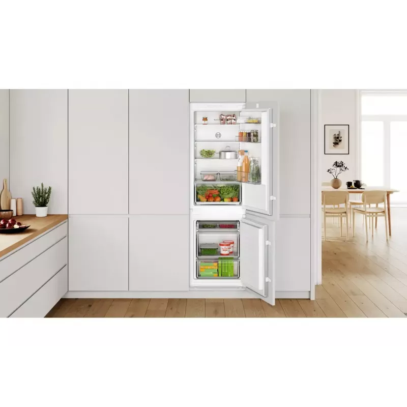 Įmontuojamas šaldytuvas su šaldikliu Bosch Serie 2 KIV86NSE0 — 267 L, apatinis šaldiklis, baltas, 177,2×54,1×54,8 cm, energijos klasė E