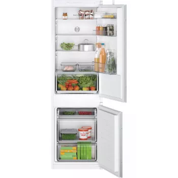 Įmontuojamas šaldytuvas su šaldikliu Bosch Serie 2 KIV86NSE0 — 267 L, apatinis šaldiklis, baltas, 177,2×54,1×54,8 cm, energijos klasė E
