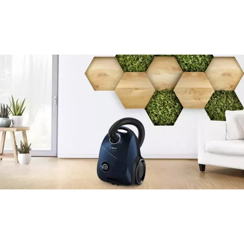 Cikloninis dulkių siurblys Bosch Serie 2 BGBS2BU1T — 850 W, 3,5 L maišas, 8 m spindulys, mėlynas