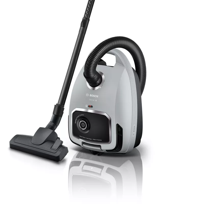 Cilindrinis dulkių siurblys Bosch Serie 6 BGB6X330 — 600 W, HEPA 13, 4 L dulkių maišas, kietoms grindims ir kilimams, 6 kg, pilkas/juodas