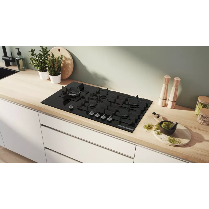 Bosch Serie 6 PPM9A6I40 dujinė kaitlentė juoda įmontuojama 90 cm dujos 5 zona (-os)