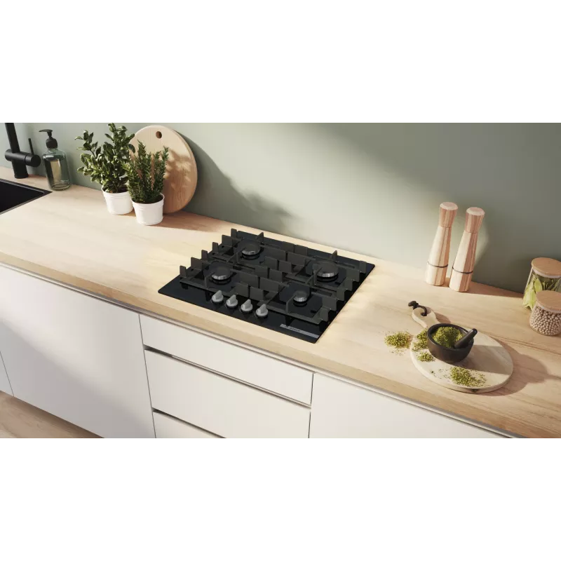 Bosch Serie 4 PNP6B6K40 dujinė kaitlentė, juoda, įmontuojama, 60 cm, 4 zonos