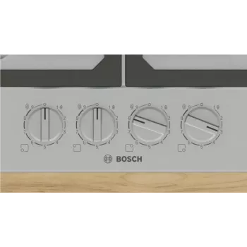 Įmontuojama dujinė kaitlentė Bosch PCH6A5I90 – 60 cm, nerūdijantis plienas, 4 dujinės zonos + 1 wok, Flame Select, ketaus grotelės
