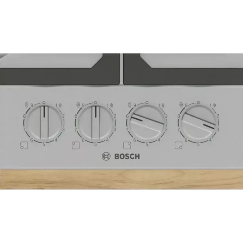 Įmontuojama dujinė kaitlentė Bosch PCH6A5I90 – 60 cm, nerūdijantis plienas, 4 dujinės zonos + 1 wok, Flame Select, ketaus grotelės