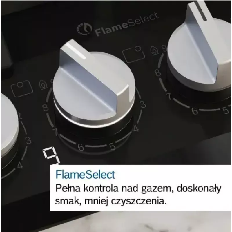 Įmontuojama dujinė kaitlentė Bosch PCH6A5I90 – 60 cm, nerūdijantis plienas, 4 dujinės zonos + 1 wok, Flame Select, ketaus grotelės