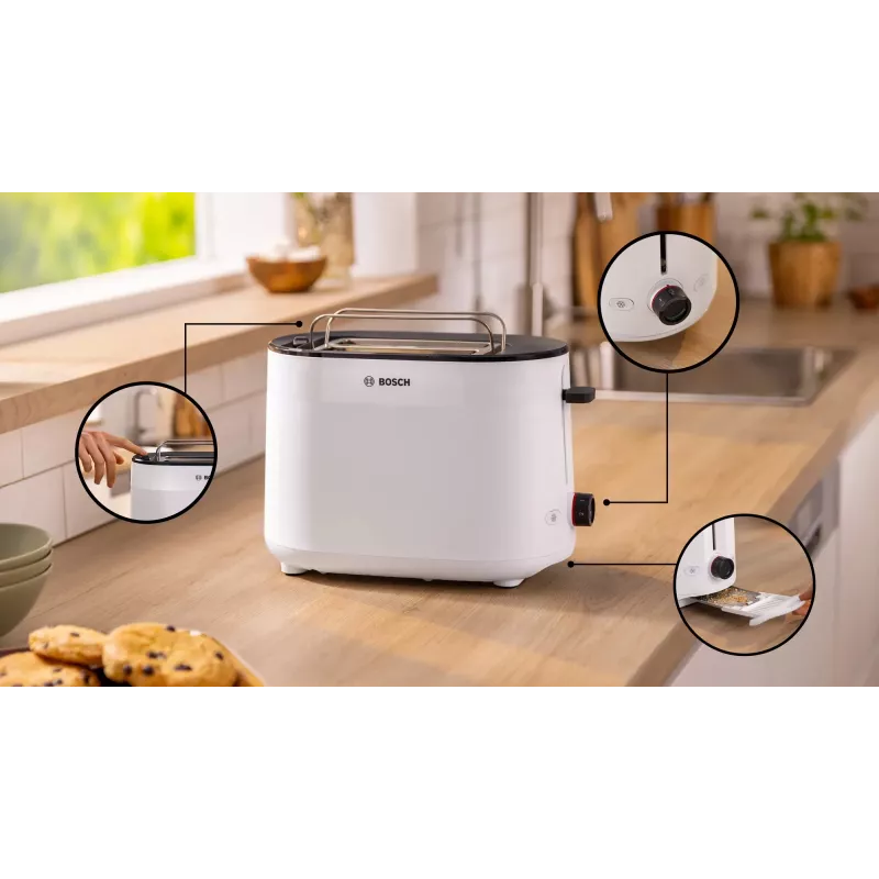 Skrudintuvas Bosch TAT2M121 2 griežinėliai 950 W Baltas