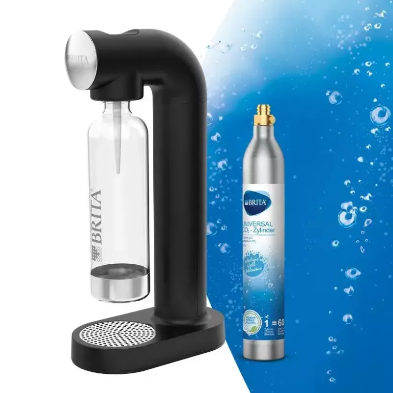 Sodos gaminimo aparatas BRITA sodaONE Black Silver – gazuotas vanduo namuose, 60 L talpa, be BPA, 450×129×240 mm