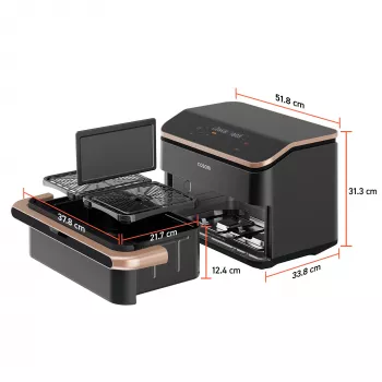 Cosori Dual Blaze Twinfry Chef Edition Dviguba 10 L 2800 W Karšto oro gruzdintuvė Tamsiai pilka, Rožinis auksas