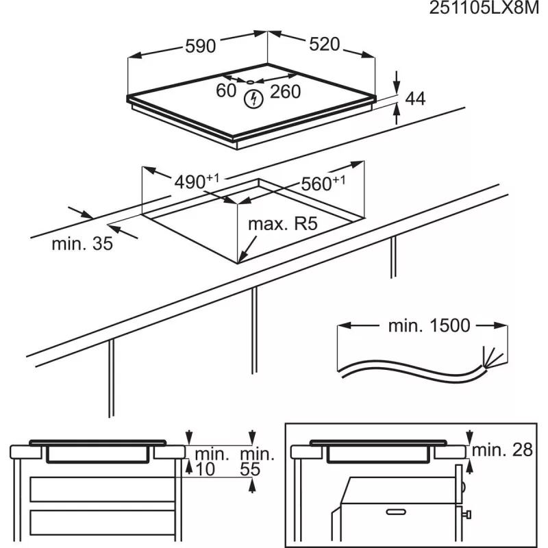 Indukcinė kaitlentė Electrolux Serie 700 EIS62453 Juoda 60 cm 4 zonos