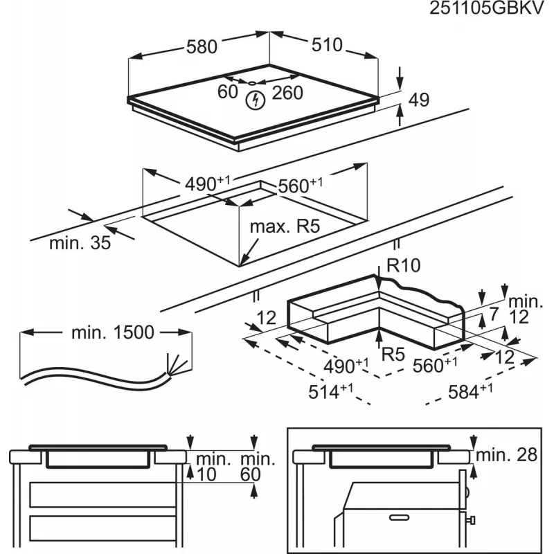Elektrinė kaitlentė Electrolux Serie 700 EIS62453IZ, įmontuojama, 60 cm, juoda, 4 indukcinės zonos
