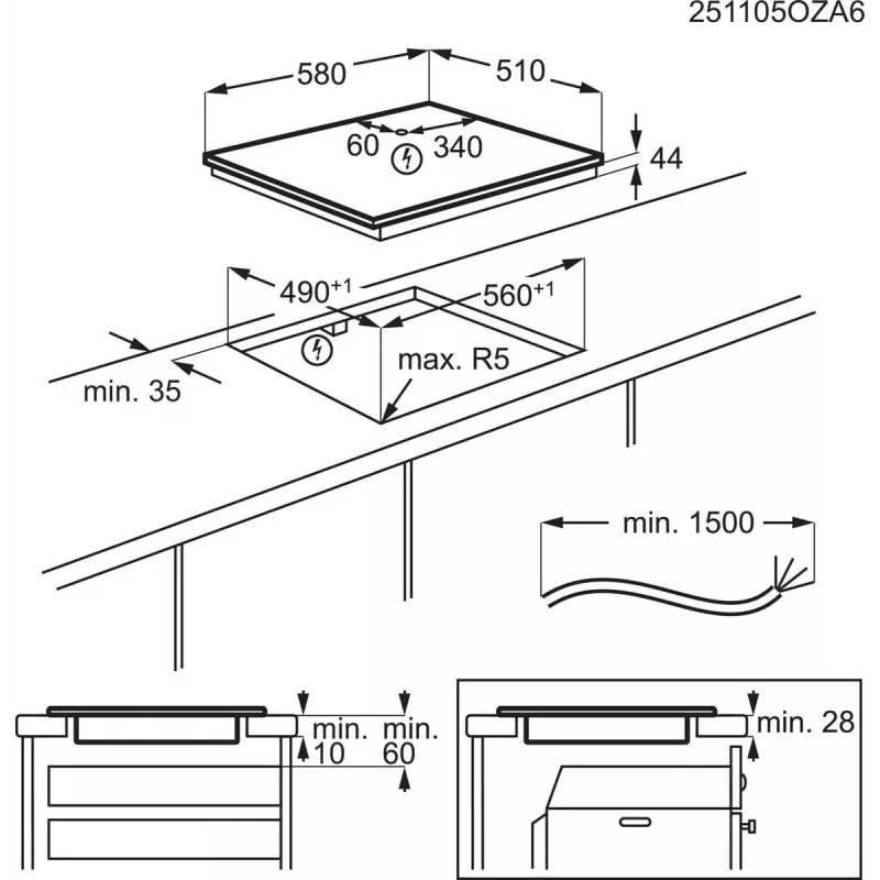 Elektrinė kaitlentė Electrolux Serie 700 EIS62453IZ, įmontuojama, 60 cm, juoda, 4 indukcinės zonos