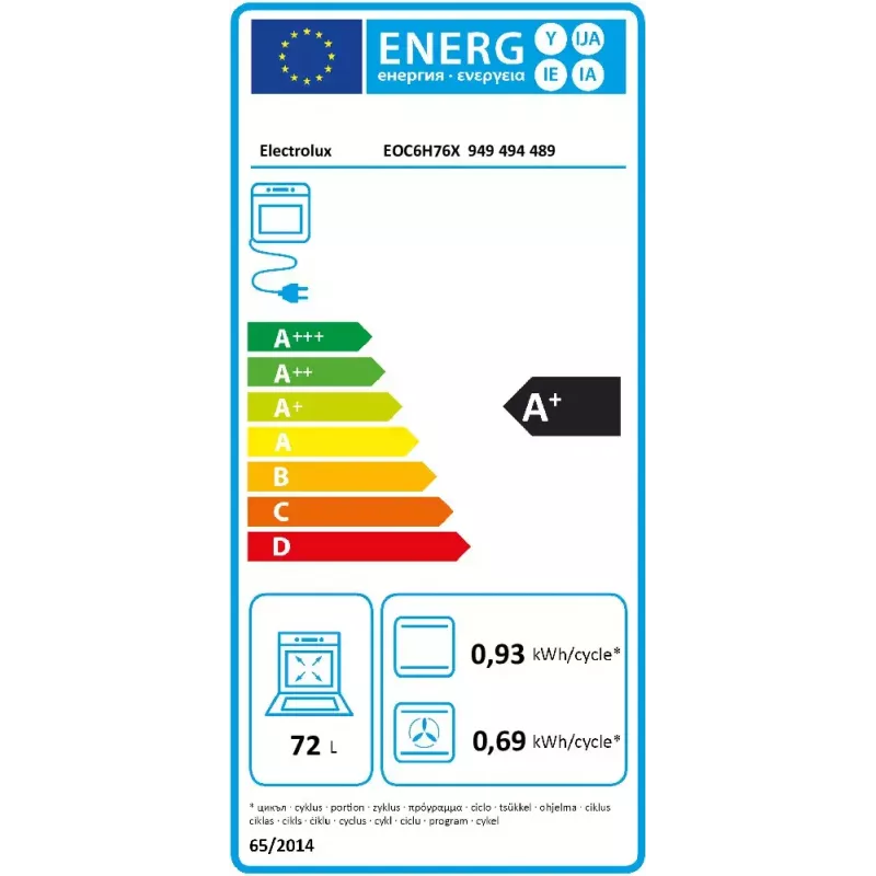 Įmontuojama elektrinė orkaitė Electrolux EOC6H76X – 72 l, konvekcija, grilis, garai, skaitmeninis laikmatis