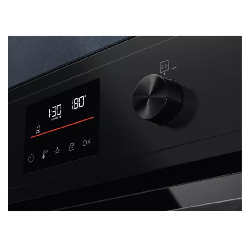 Įmontuojama elektrinė orkaitė Electrolux EOD4P57H – 72 L, pirolizinis valymas, garai ir konvekcija, grilis 2300 W, juoda