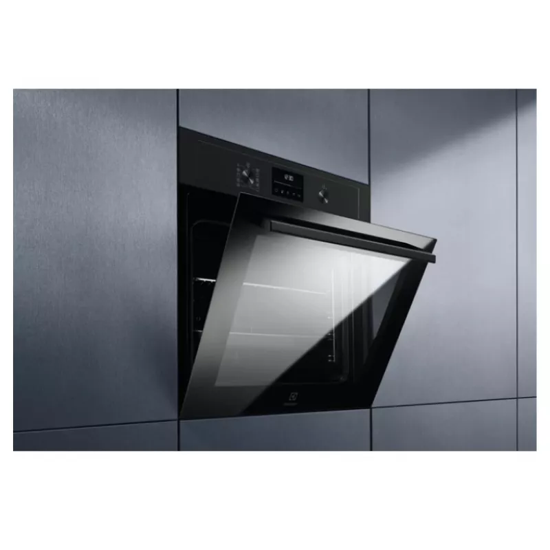 Įmontuojama elektrinė orkaitė Electrolux EOD4P57H – 72 L, pirolizinis valymas, garai ir konvekcija, grilis 2300 W, juoda