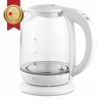 Elektrinis virdulys Eldom C510B 1,7 L 2200 W Baltas – stiklo ir plastiko korpusas, mygtukinis dangtelis, belaidė 360° bazė
