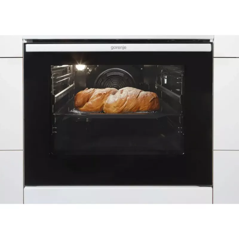 Laisvai pastatoma viryklė Gorenje GECS5C70WA, elektrinė kaitlentė su spiralėmis, 4 zonos, balta, orkaitė 70 l, sukamosios rankenėlės, LED ekranas