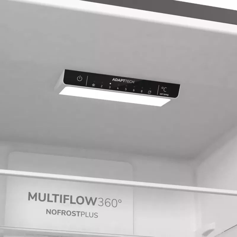 Laisvai pastatomas šaldytuvas-šaldiklis Gorenje NRK6202EXL4, bendra 331 L (šaldytuvas 235 L / šaldiklis 96 L), nerūdijantis plienas, LED ekranas