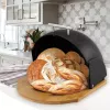 Duonos dėžė Maestro MR-1678G-BLACK – ovali talpa su bambukiniu dangčiu, 350×200×250 mm