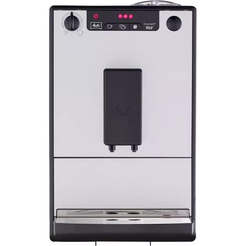 Espreso kavos aparatas MELITTA SOLO E950-766, 1,2 L vandens talpa, įmontuotas malūnėlis, 1400 W, sidabrinis