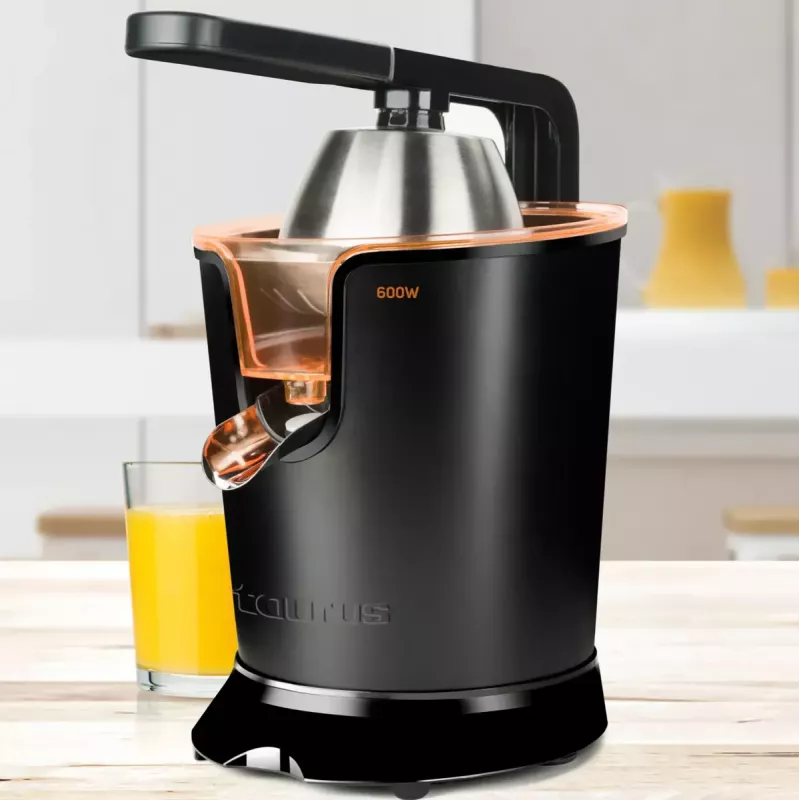 Centrinė sulčiaspaudė Taurus Easy Press 600 – 600 W, 0,65 L talpa, nerūdijančio plieno korpusas, lašėjimą stabdanti funkcija