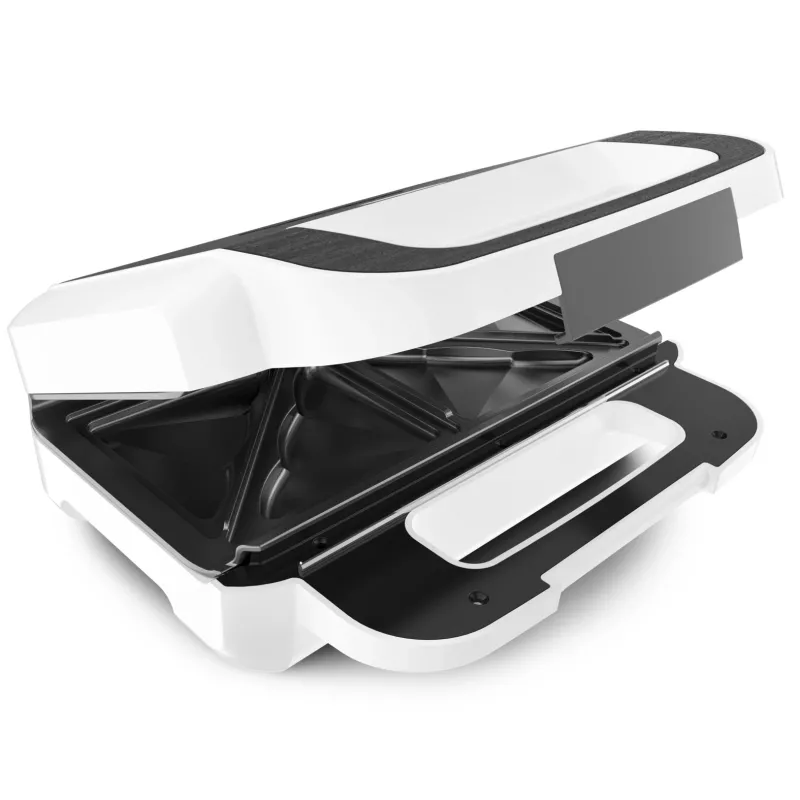 Sumuštinių keptuvė Tefal SW7011 — 850 W, nerūdijantis plienas ir balta, kompaktiška 238×276×98 mm