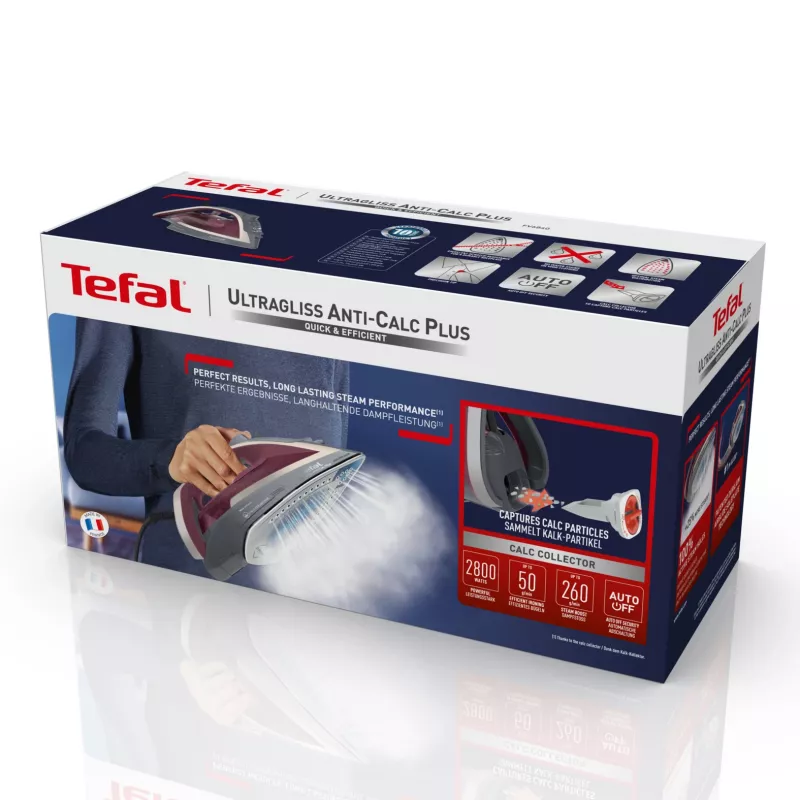 Tefal Ultragliss Anti-Calc Plus FV6840 Garinis lygintuvas 2800 W Violetinis, Sidabrinis