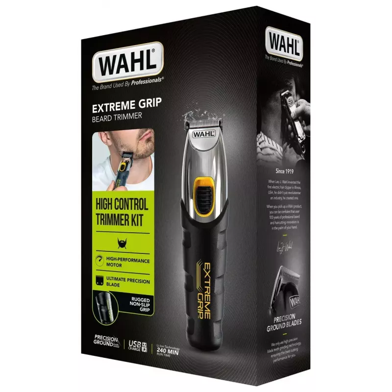 Plaukų kirpimo mašinėlė Wahl Extreme Grip AC/Baterija, belaidė, Li‑Ion, 240 min veikimo, 12 ilgio pakopų, nerūdijančio plieno peiliukas, pjovimo plotis 3 cm, juoda