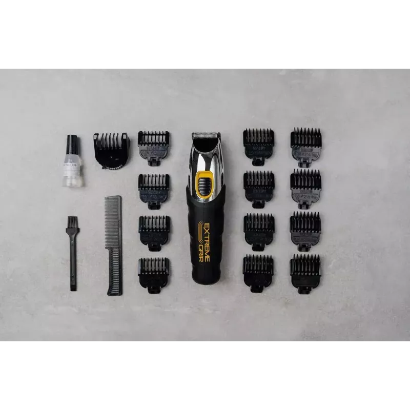 Plaukų kirpimo mašinėlė Wahl Extreme Grip AC/Baterija, belaidė, Li‑Ion, 240 min veikimo, 12 ilgio pakopų, nerūdijančio plieno peiliukas, pjovimo plotis 3 cm, juoda