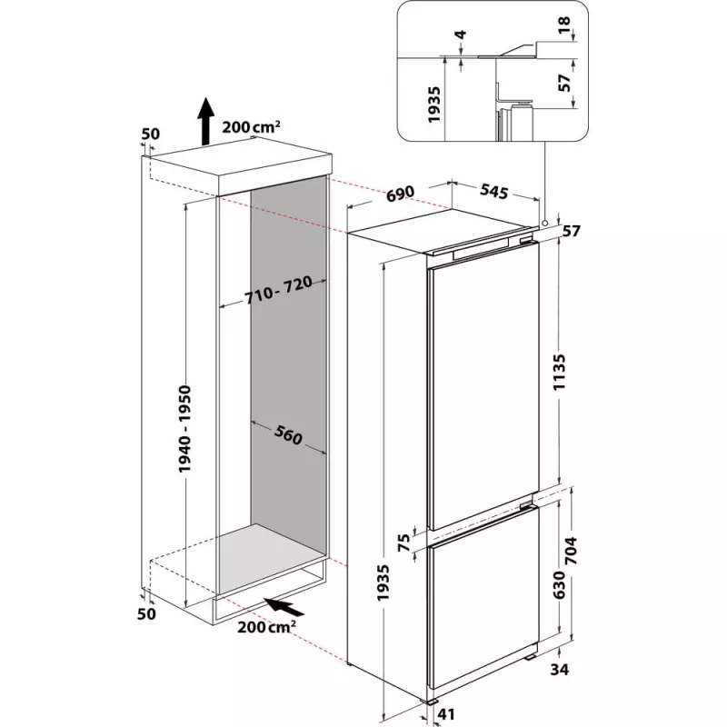 Whirlpool SP40 812 EU 2 įmontuojamas šaldytuvas 400 L baltas