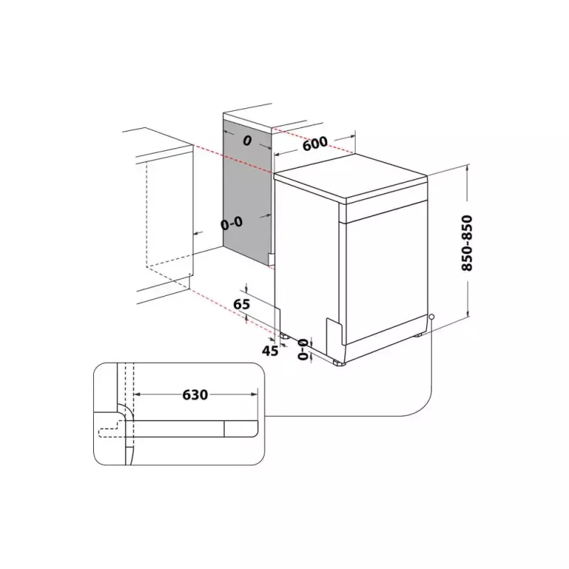 Laisvai pastatoma indaplovė WHIRLPOOL W7F HS41 X — 15 komplektų, 41 dB, pilnas dydis 60 cm