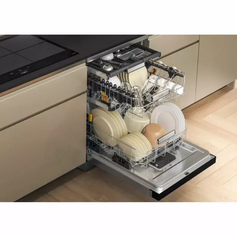 Laisvai pastatoma indaplovė WHIRLPOOL W7F HS41 X — 15 komplektų, 41 dB, pilnas dydis 60 cm