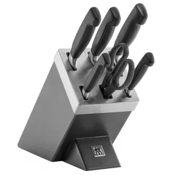 Peilių ir pjaustymo lentos rinkinys ZWILLING 35148-507-0 – 7 dalių komplektas su virėjo peiliu, duonos peiliu, daržovių peiliu, virtuvinėmis žirklėmis, pilku bloku