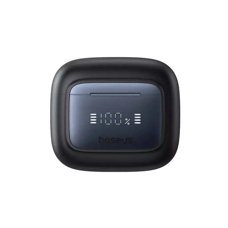 Belaidės ausinės „Baseus 35 True“ – triukšmo slopinimas, Bluetooth 5.3, 65 h veikimo laikas, juodos spalvos