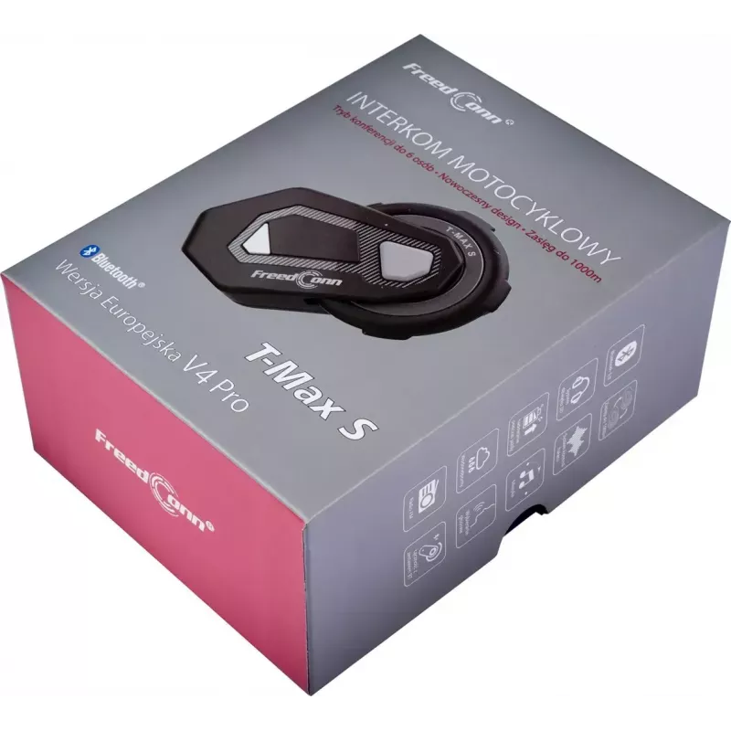 Šalmo ausinės „FreedConn T-MAX S V4 PRO SINGLE“ – Bluetooth 5.1, pokalbio laikas iki 11 h, tarpusavio ryšys iki 1000 m