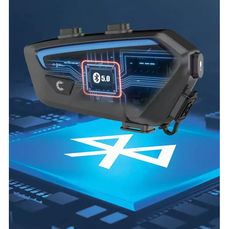 Motociklininkų interkomo ausinė FreedConn FX juoda – Bluetooth 5.0, IP67, 2000 m atstumas, 30 h pokalbių