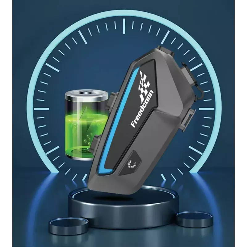 Motociklininkų interkomo ausinė FreedConn FX juoda – Bluetooth 5.0, IP67, 2000 m atstumas, 30 h pokalbių