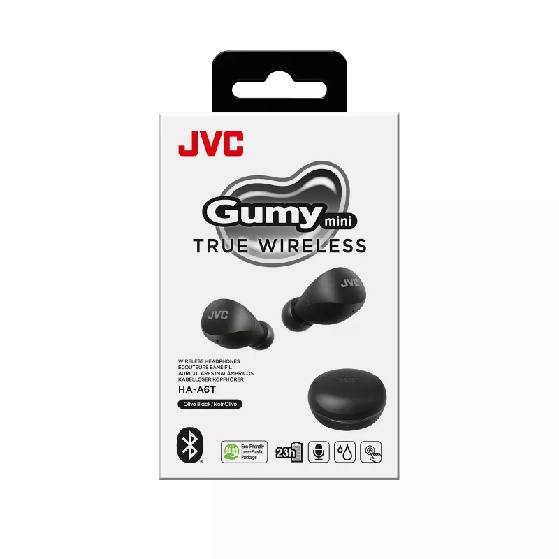Ausinės JVC Gumy Mini TWS juodos, tikrai belaidės stereo (TWS), 20–20000 Hz, skambučiams/muzikai, 7,6 g