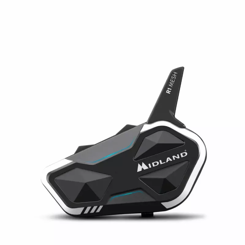Midland R1 Mesh tarpusavio ryšio įrenginys motociklininkams, MESH technologija, 2000 m atstumas, IPX6 atsparus vandeniui, 23 h pokalbio laiko