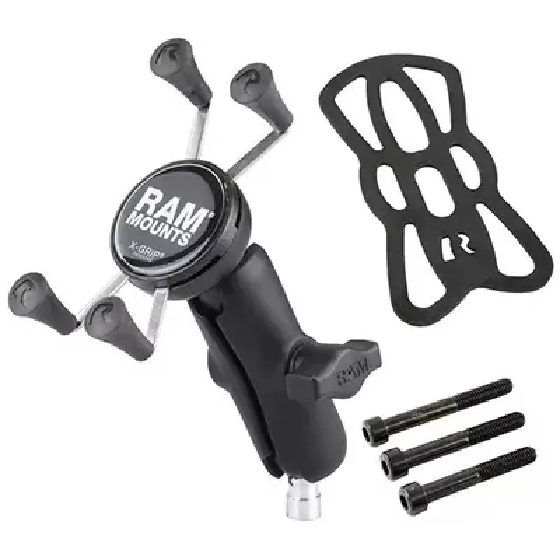 RAM Mounts X-Grip telefono laikiklis motociklo vairo spaustuvui, juodas